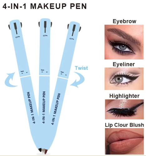 4 in 1 pen: Eyeliner, Highlighter, Lipliner, Brow liner